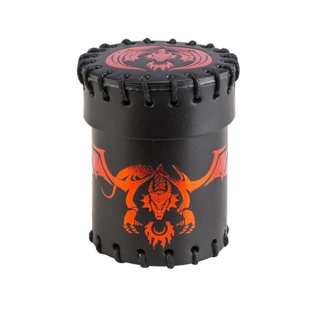 Flying Dragon Leather Dice Cup - Black & Red