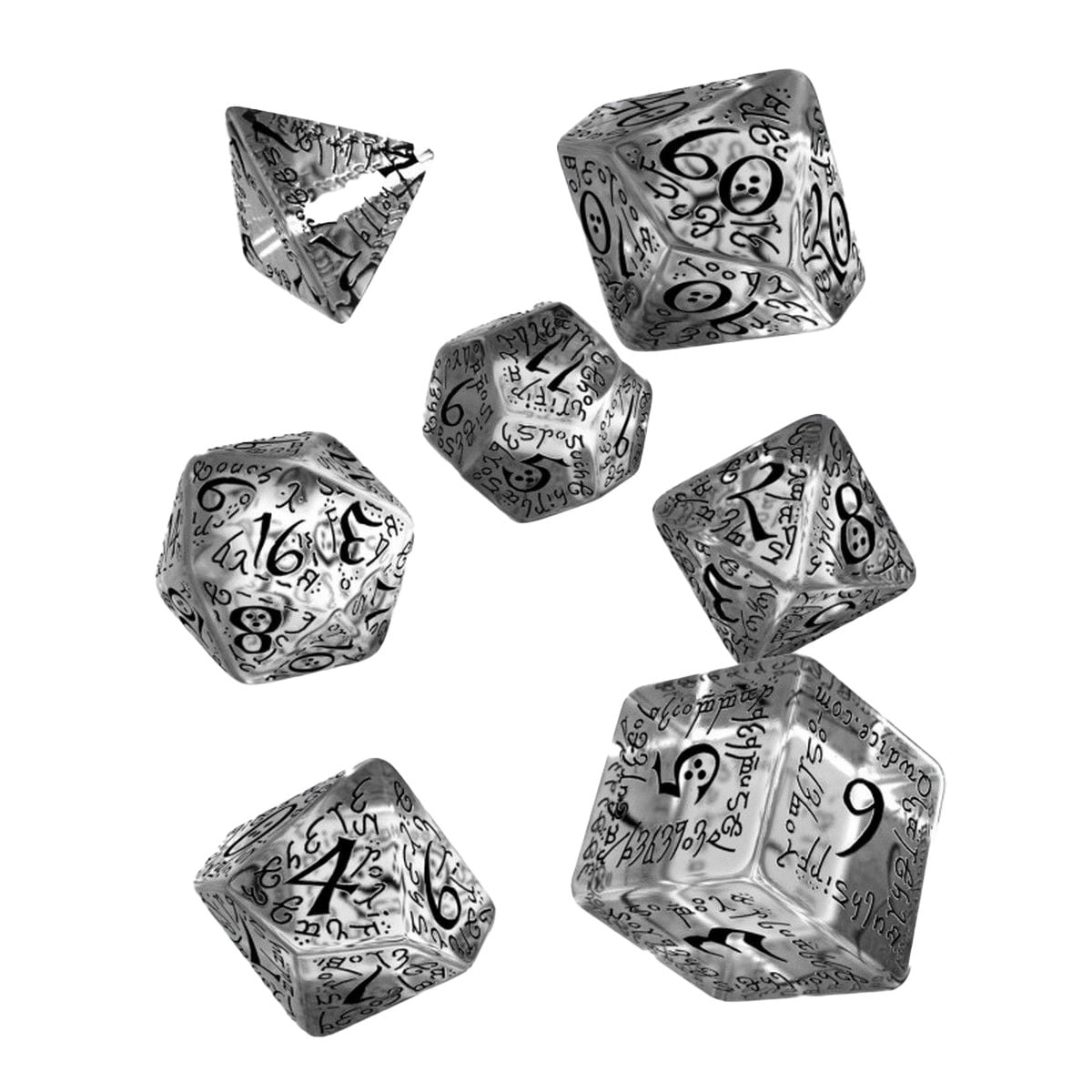 Elvish Dice Set - Translucent & Black