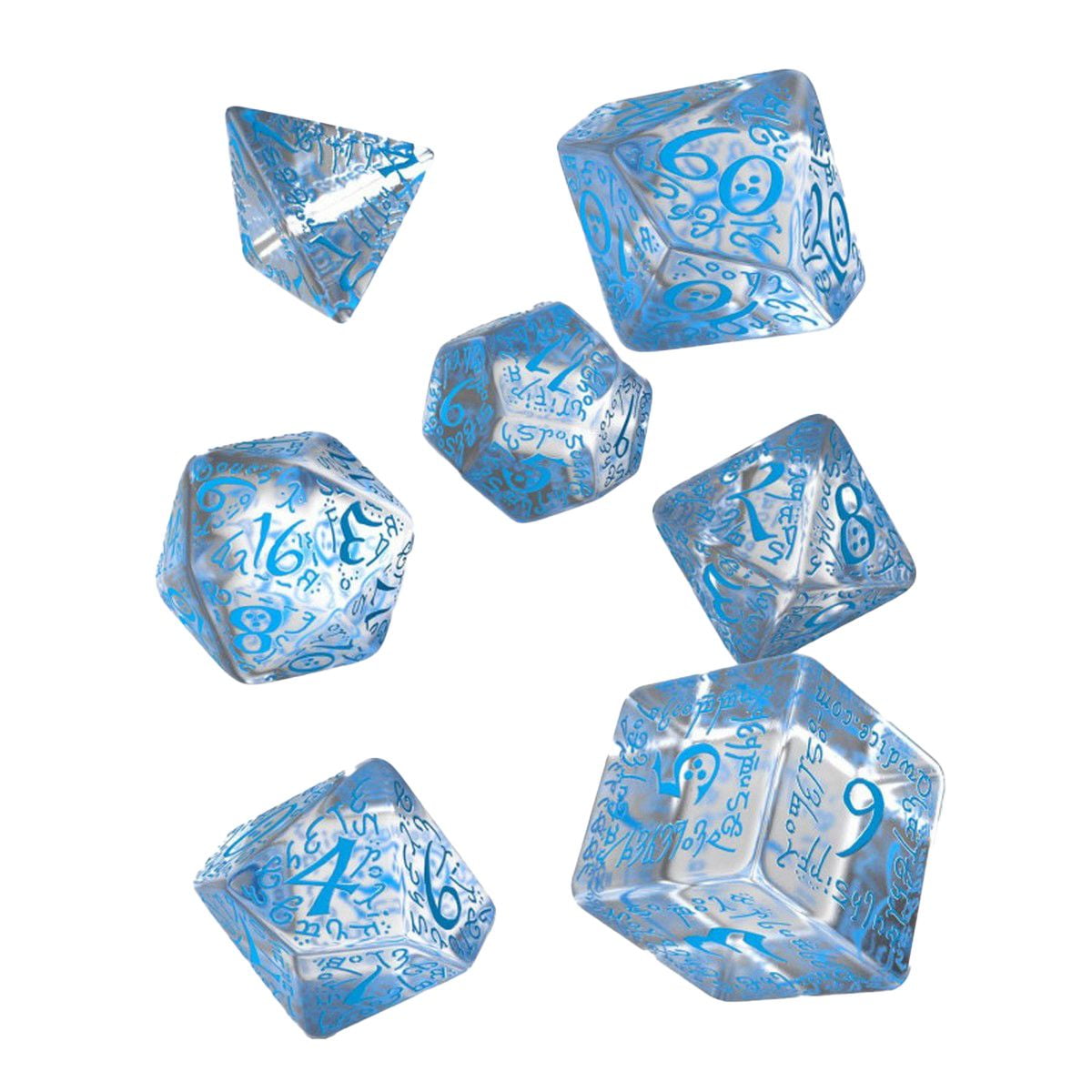 Elvish Dice Set - Translucent & Blue