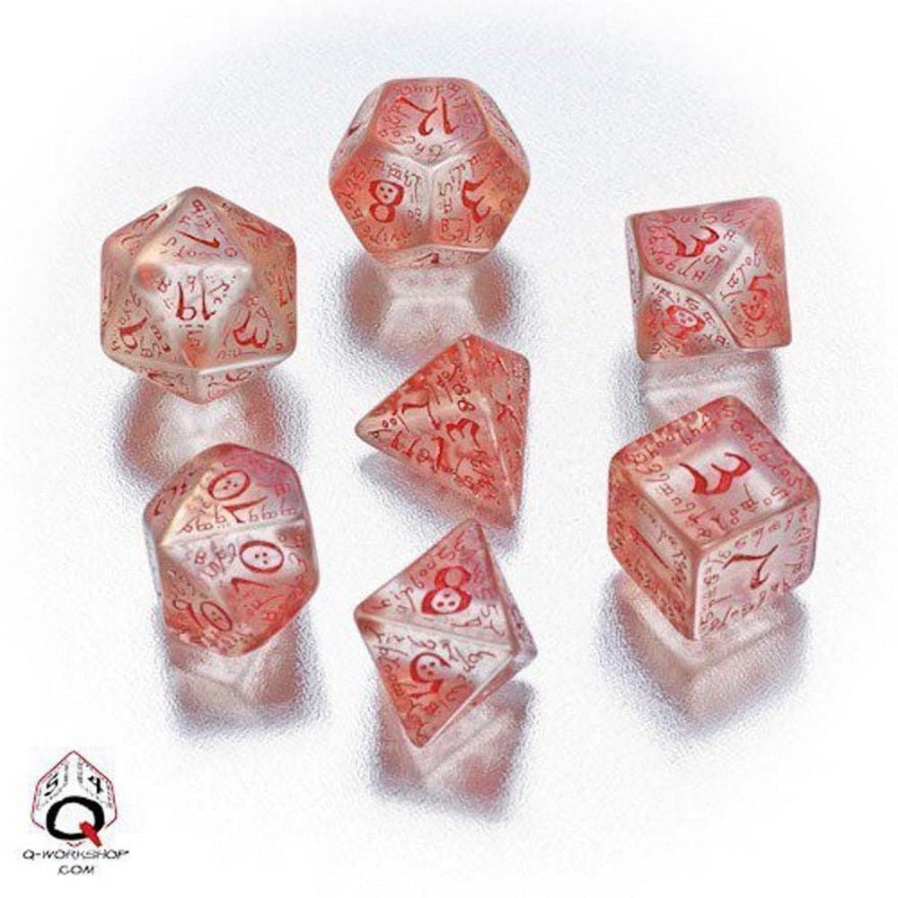 Elven Dice Set - Transparent & Red